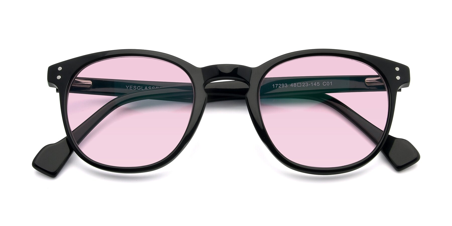 Folded Front of 17293 in Black with Light Pink Tinted Lenses