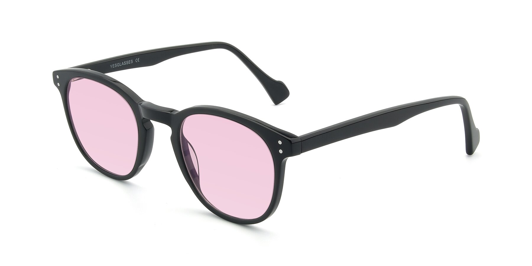 Angle of 17293 in Black with Light Pink Tinted Lenses