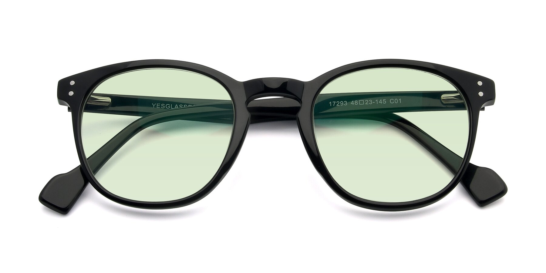 Folded Front of 17293 in Black with Light Green Tinted Lenses