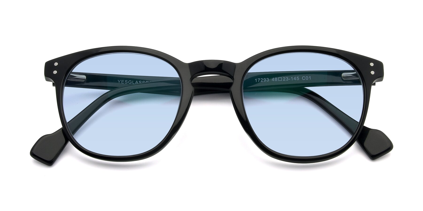 Folded Front of 17293 in Black with Light Blue Tinted Lenses
