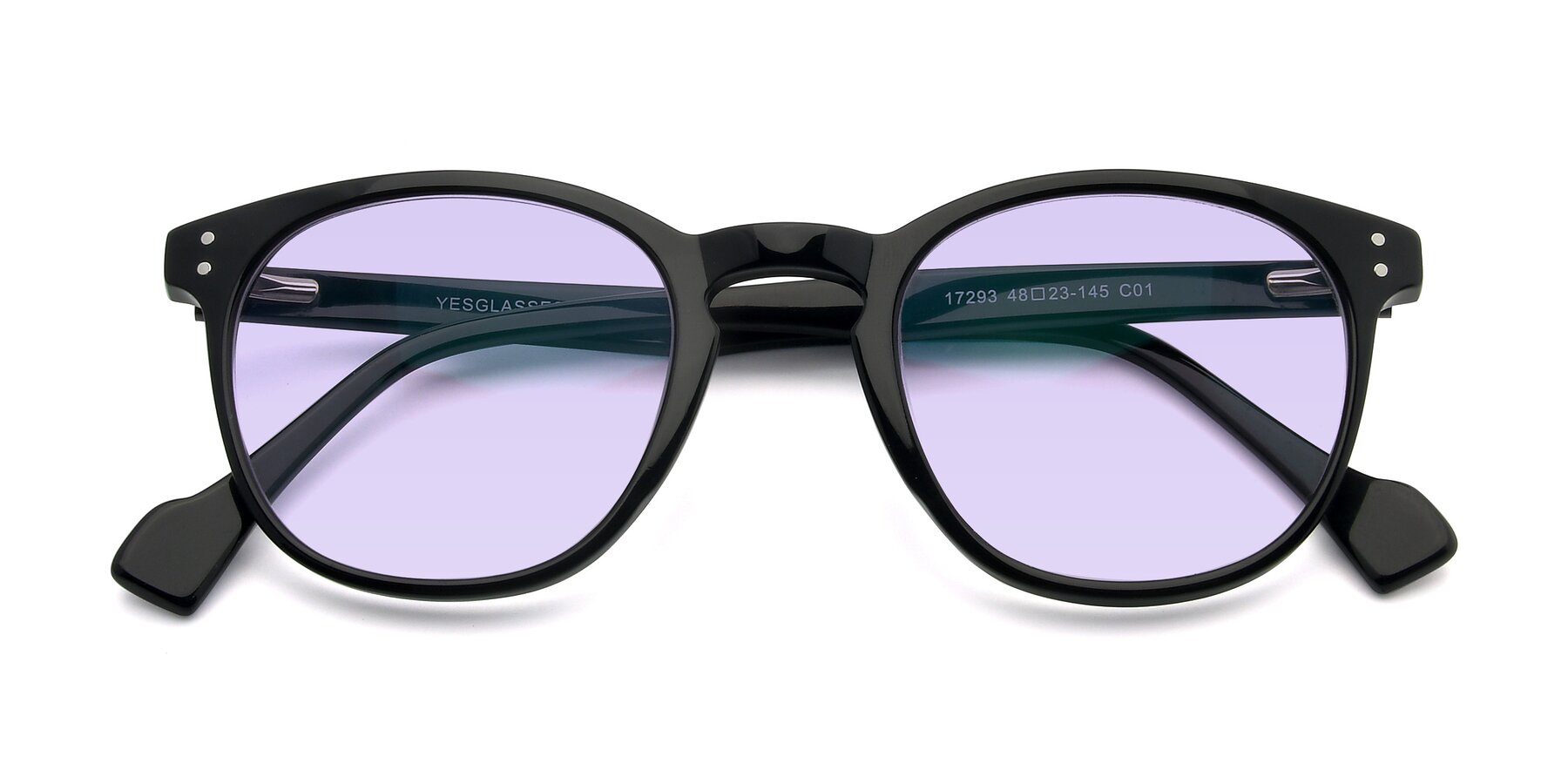 Folded Front of 17293 in Black with Light Purple Tinted Lenses