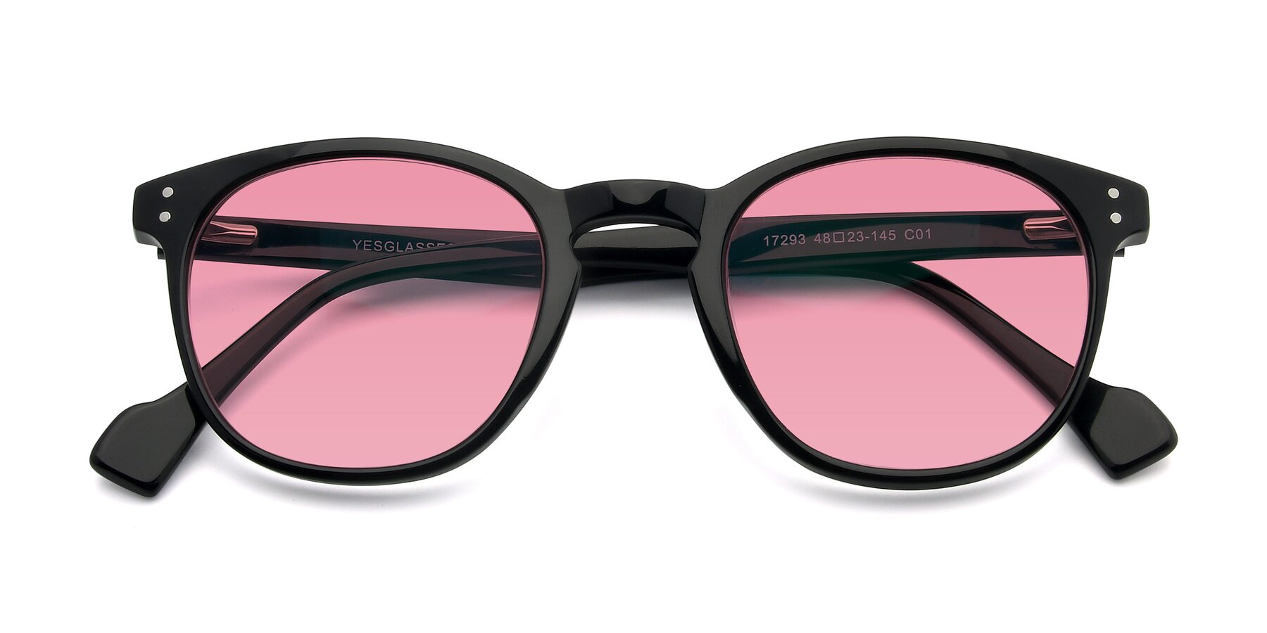 Folded Front of 17293 in Black with Pink Tinted Lenses