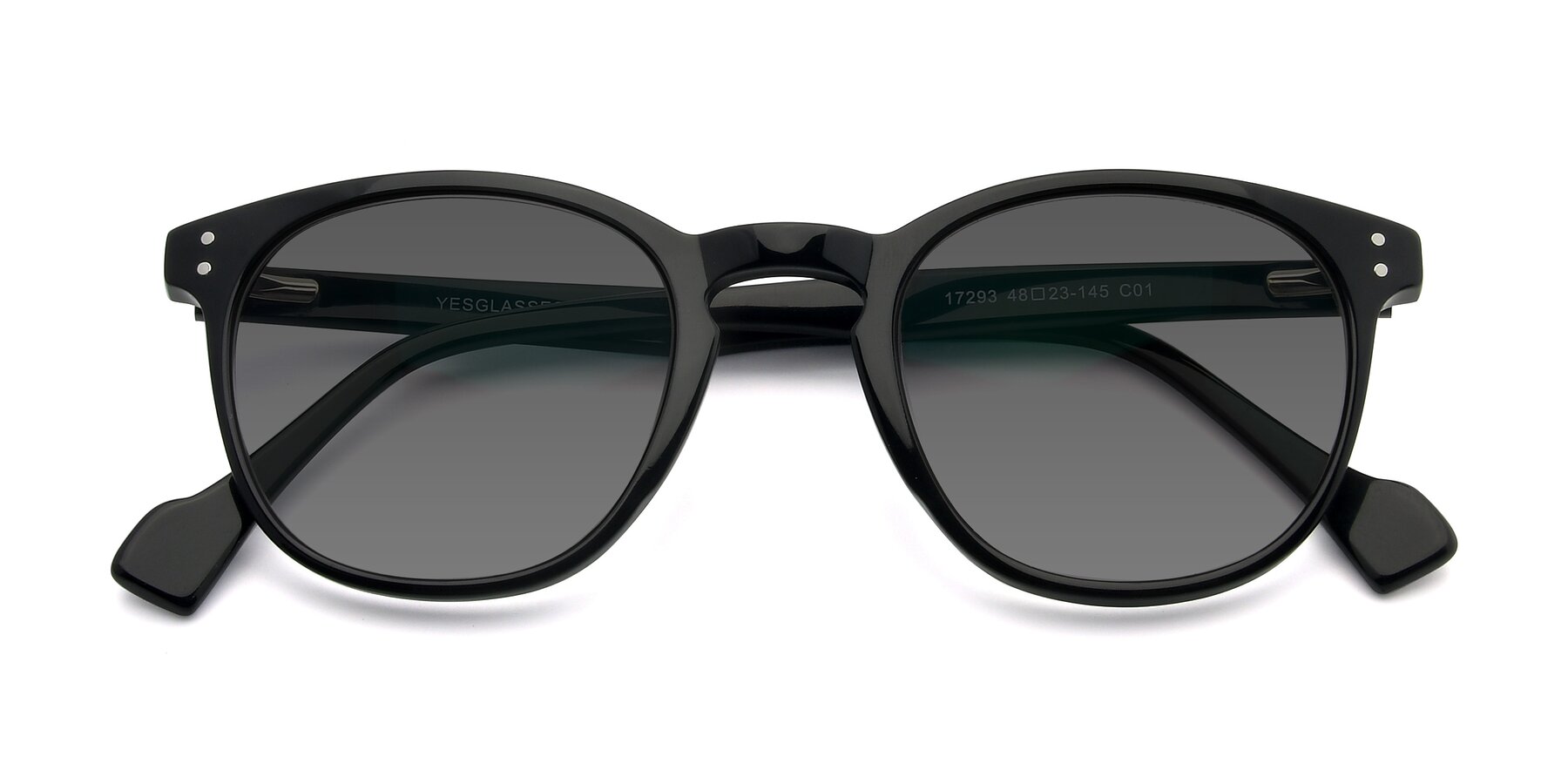 Folded Front of 17293 in Black with Medium Gray Tinted Lenses