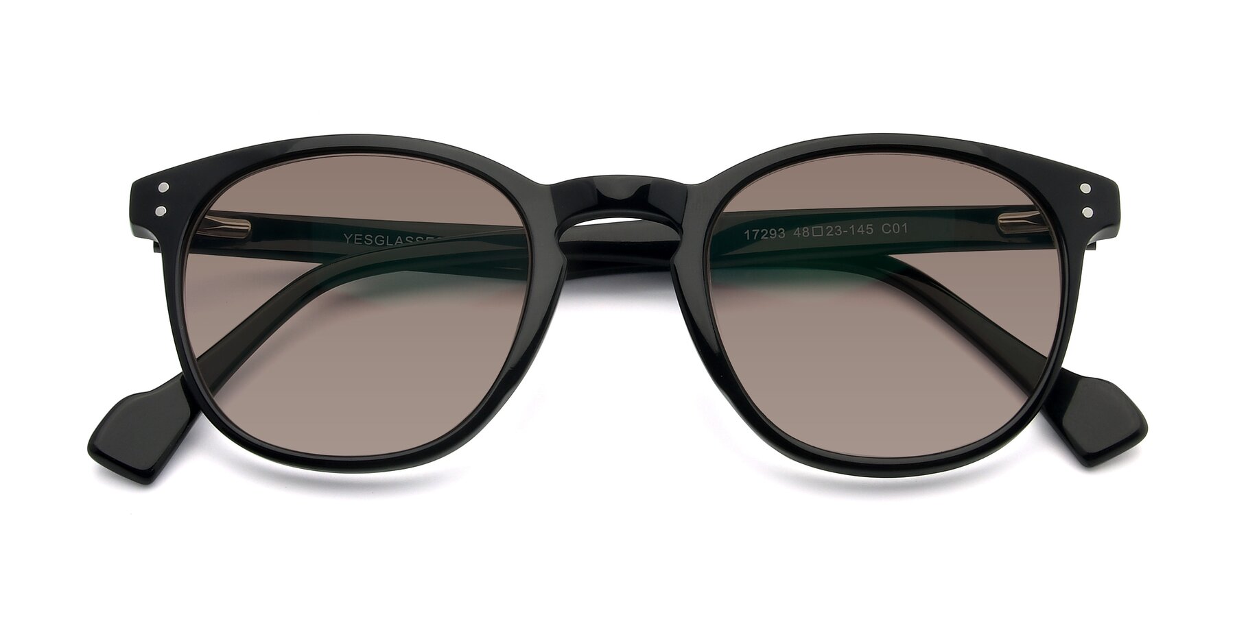 Folded Front of 17293 in Black with Medium Brown Tinted Lenses