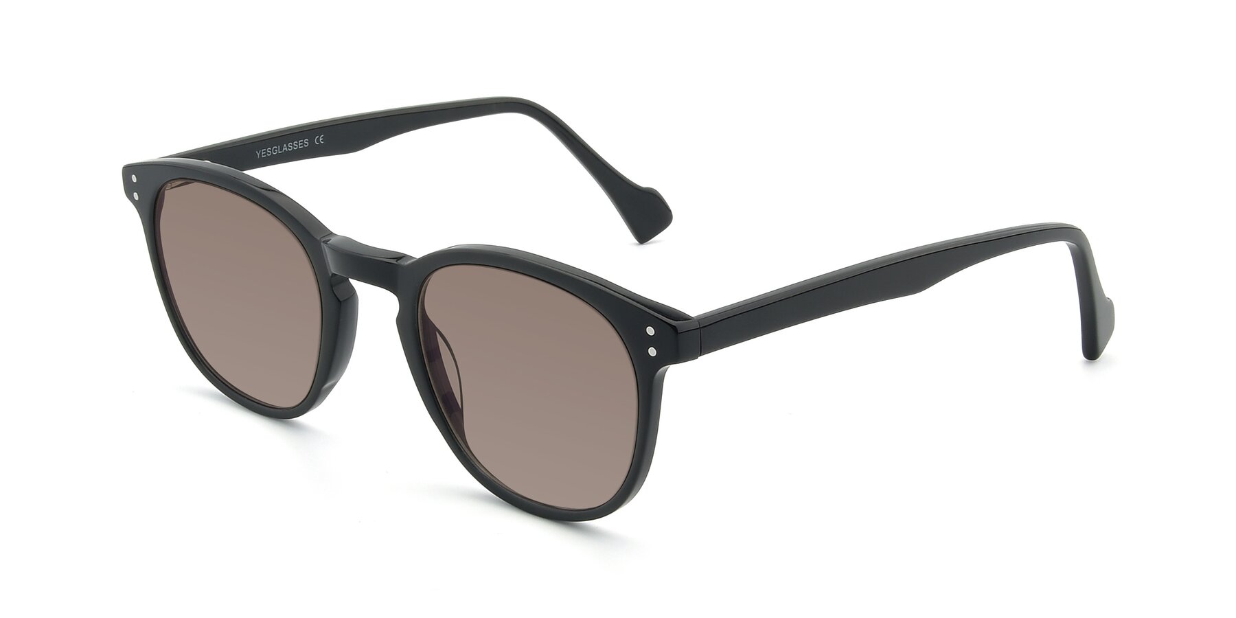 Angle of 17293 in Black with Medium Brown Tinted Lenses