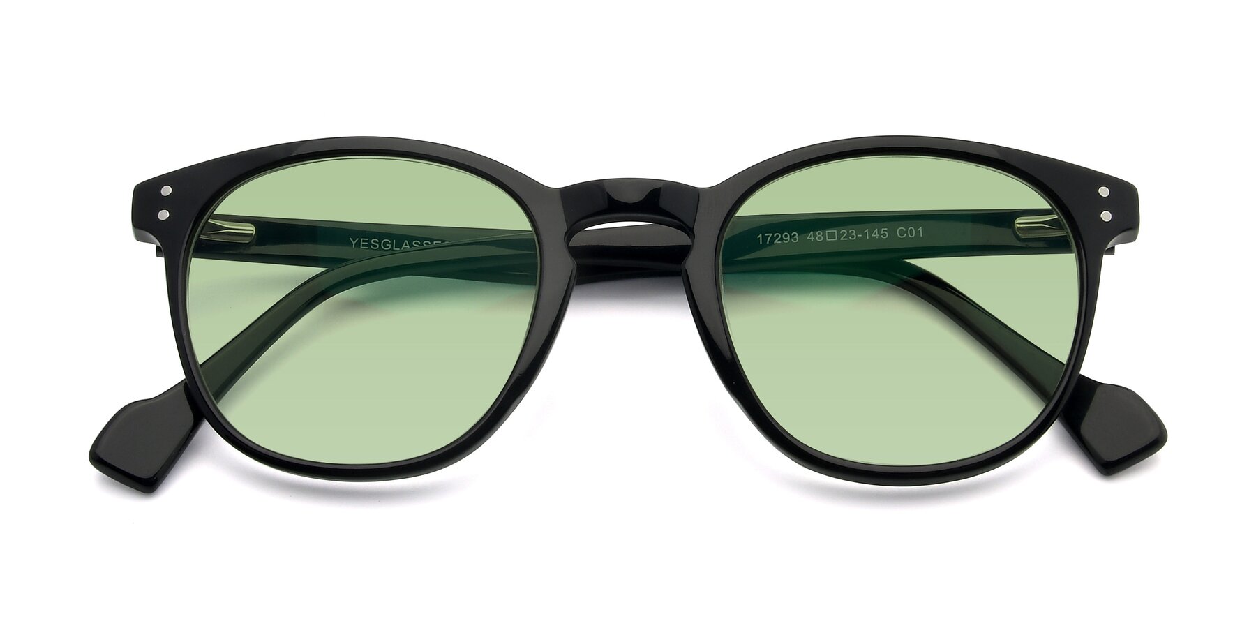 Folded Front of 17293 in Black with Medium Green Tinted Lenses
