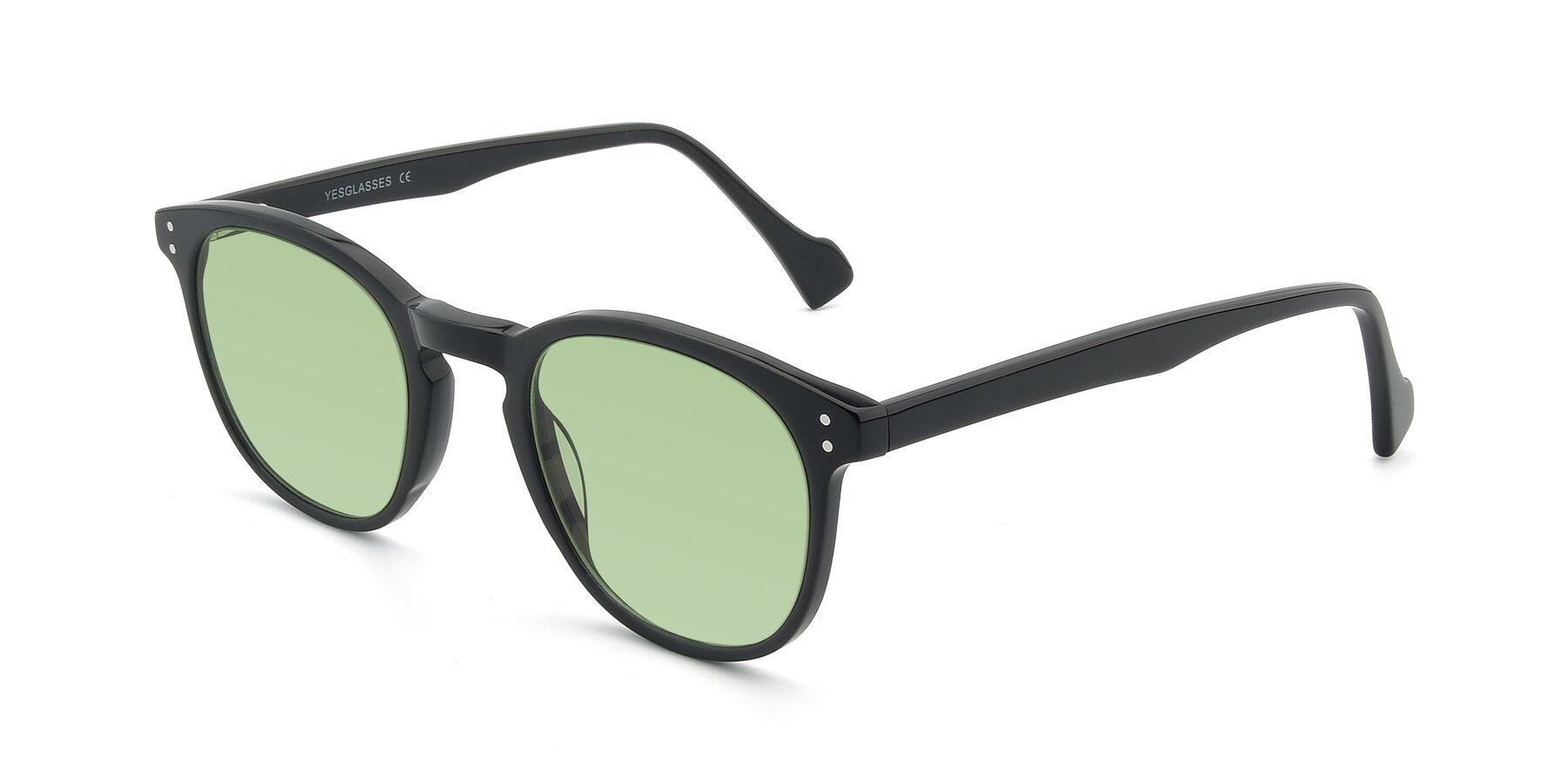 Angle of 17293 in Black with Medium Green Tinted Lenses