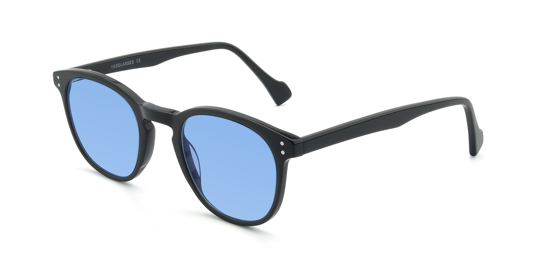 Angle of 17293 in Black with Medium Blue Tinted Lenses