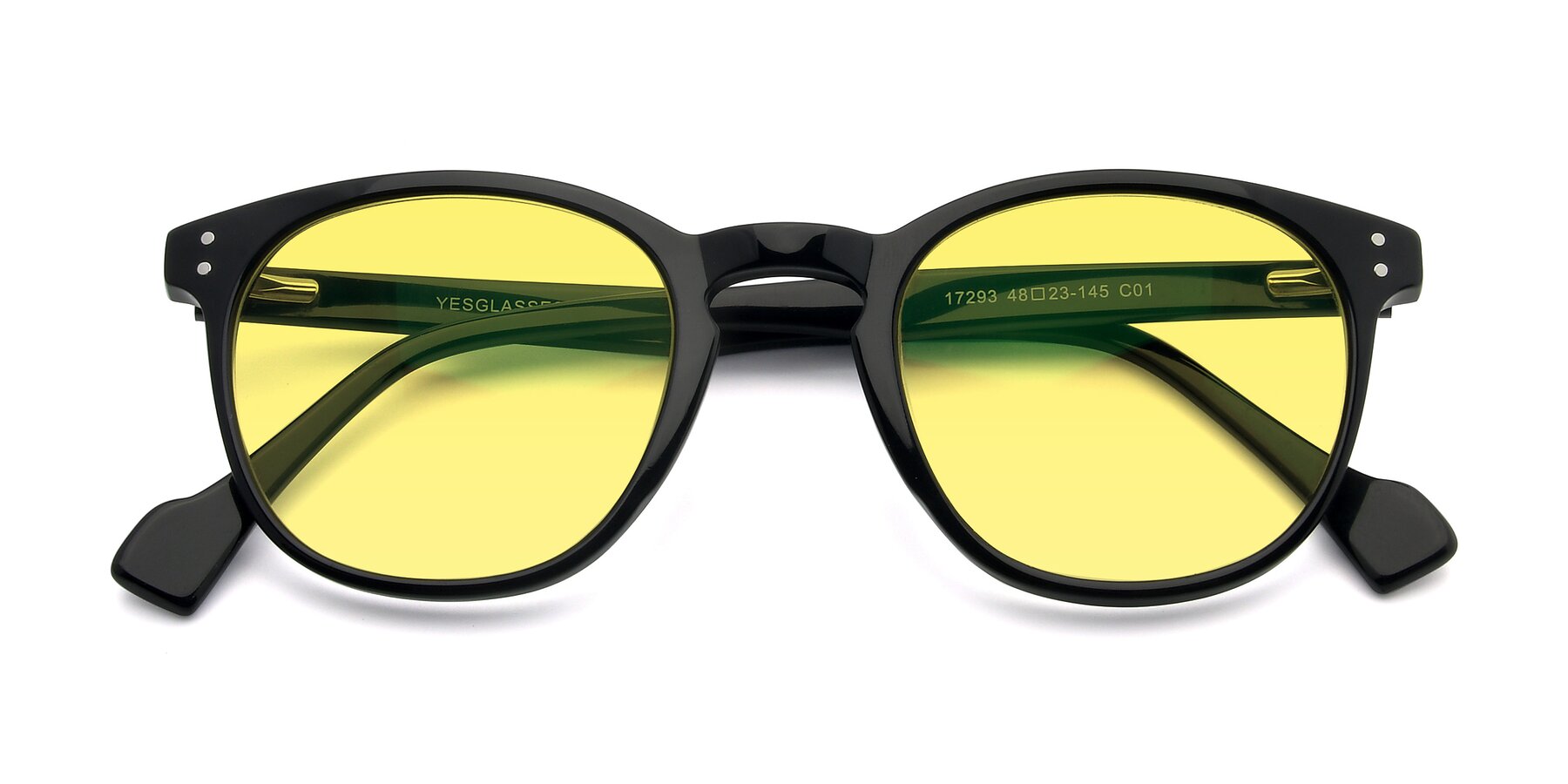 Folded Front of 17293 in Black with Medium Yellow Tinted Lenses