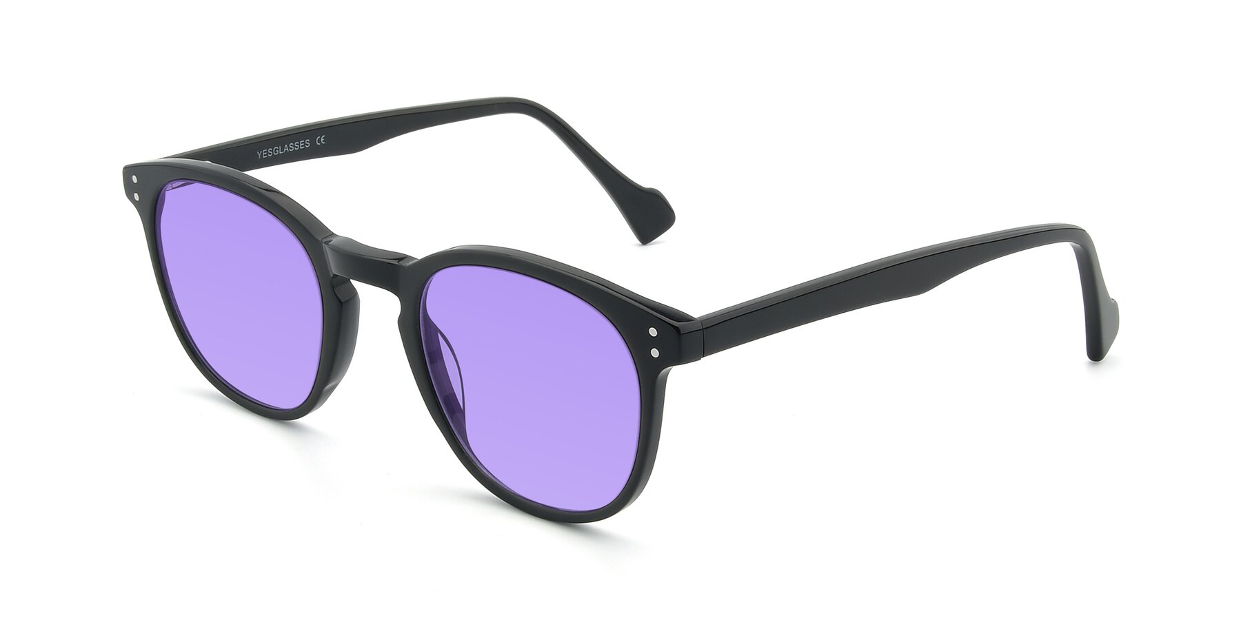 Angle of 17293 in Black with Medium Purple Tinted Lenses