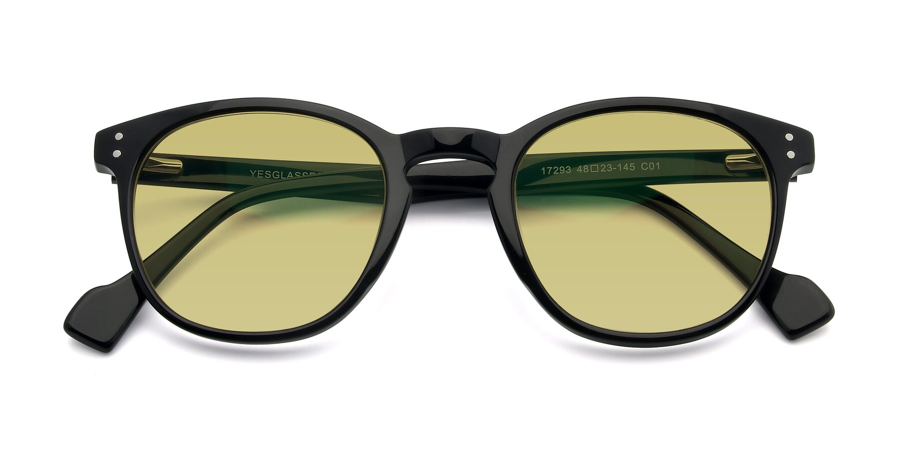 Folded Front of 17293 in Black with Medium Champagne Tinted Lenses