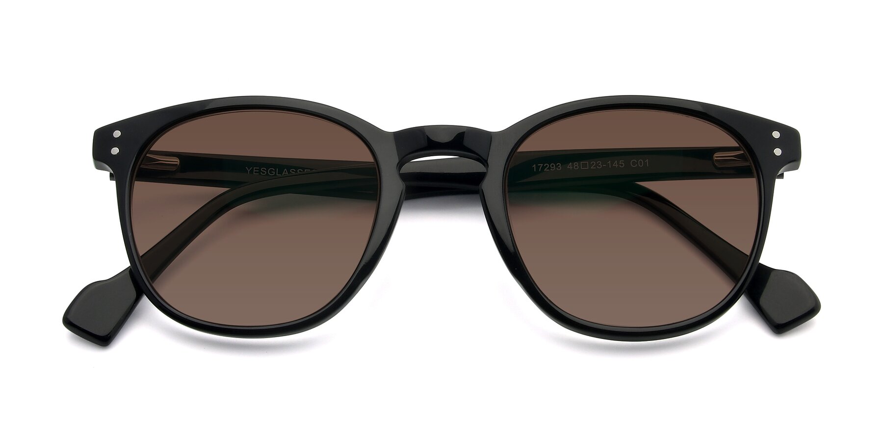 Folded Front of 17293 in Black with Brown Tinted Lenses