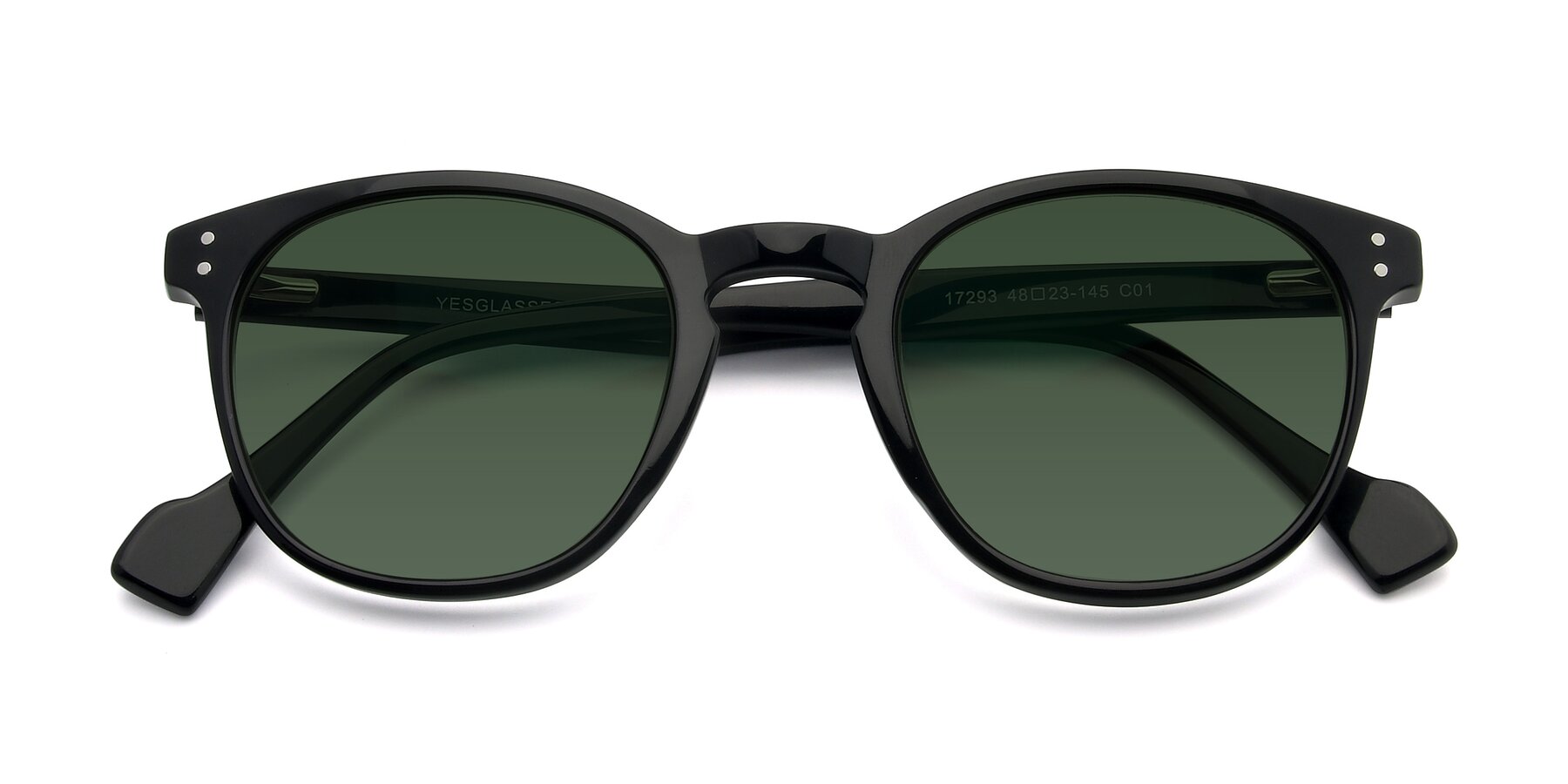 Folded Front of 17293 in Black with Green Tinted Lenses