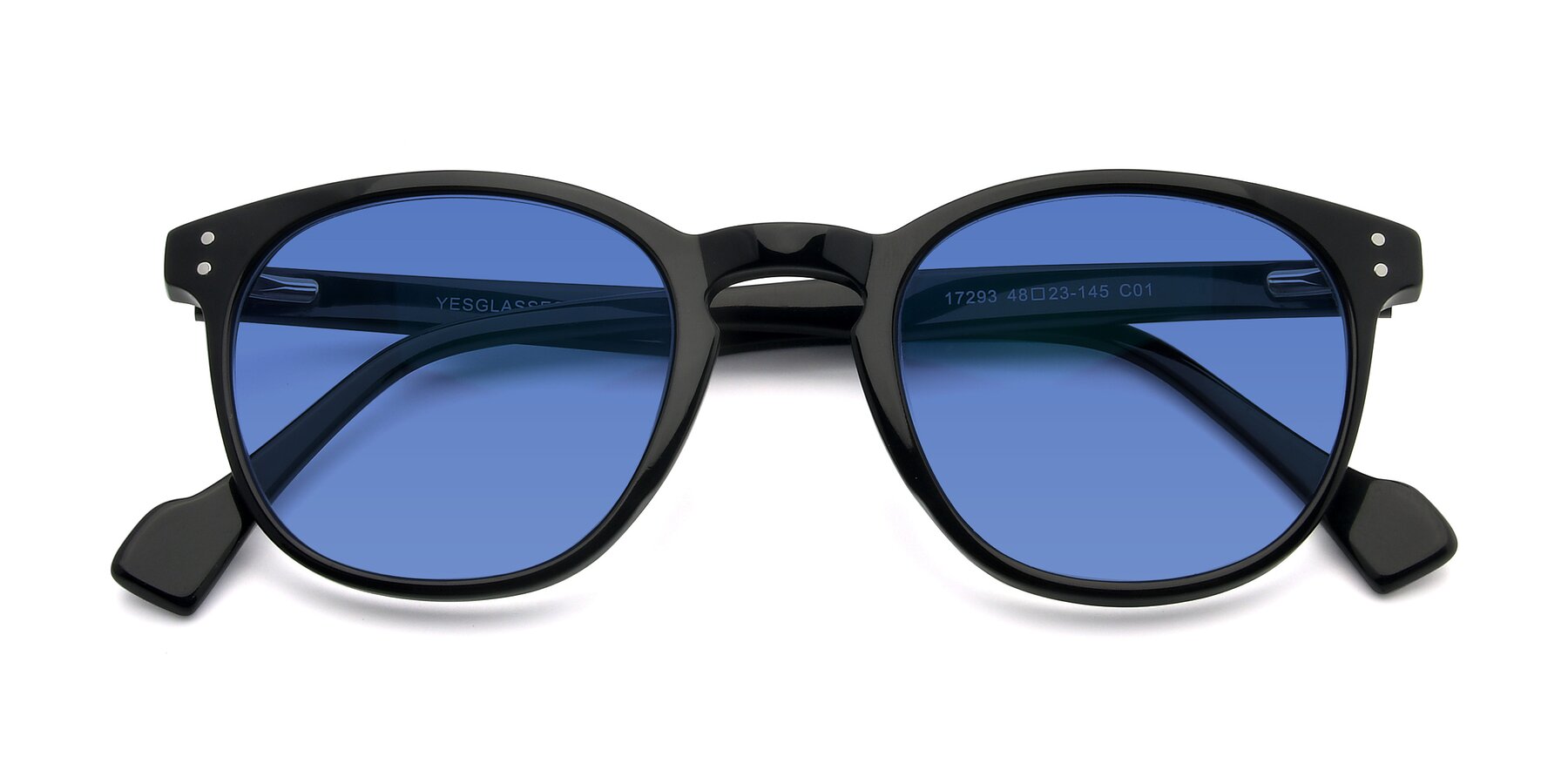 Folded Front of 17293 in Black with Blue Tinted Lenses