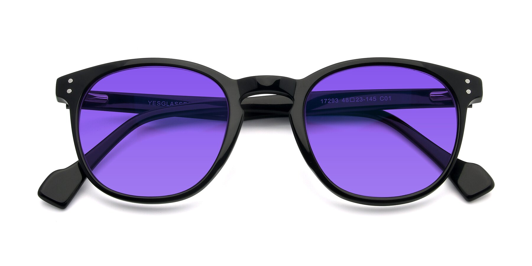 Folded Front of 17293 in Black with Purple Tinted Lenses