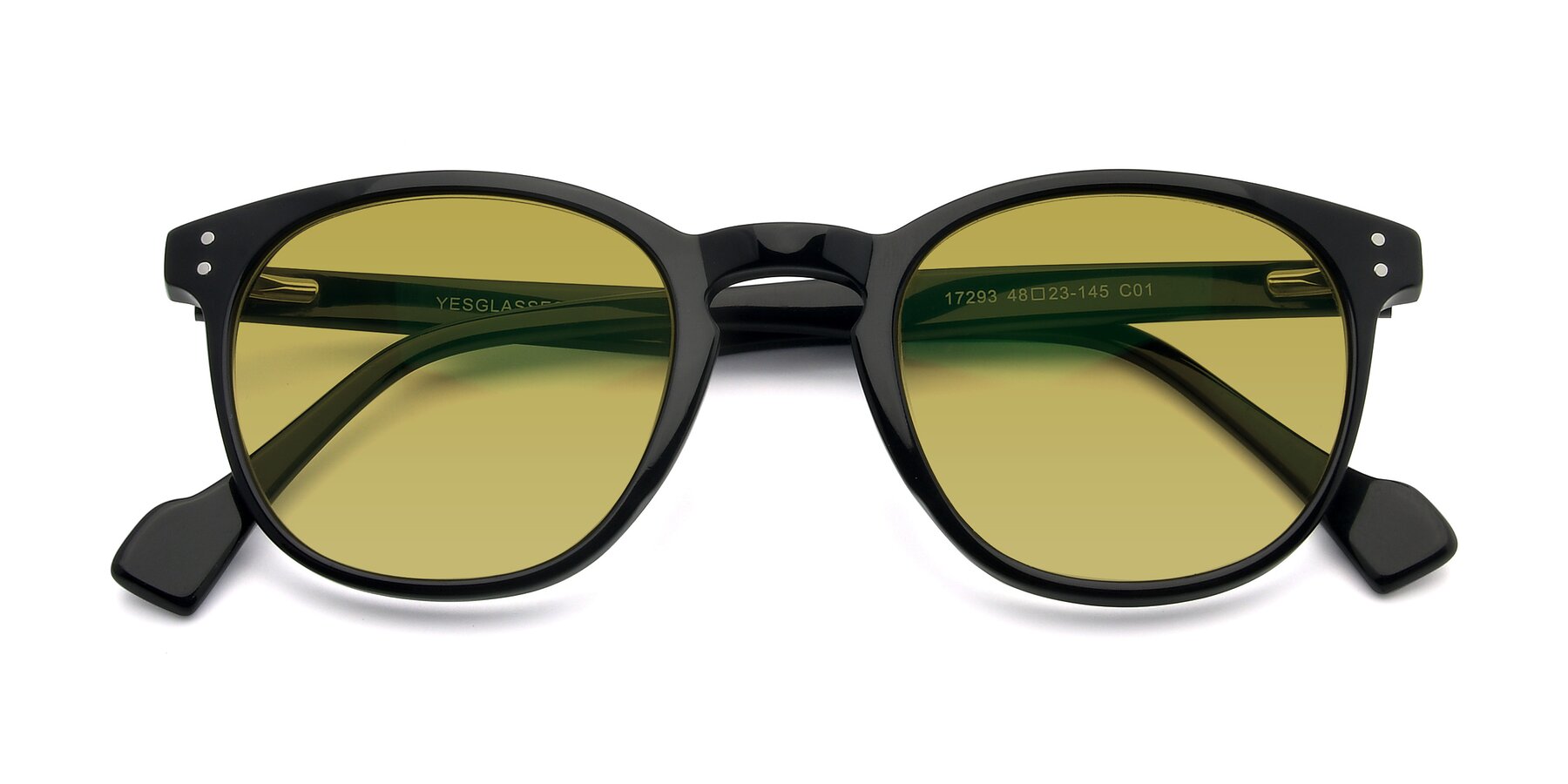 Folded Front of 17293 in Black with Champagne Tinted Lenses