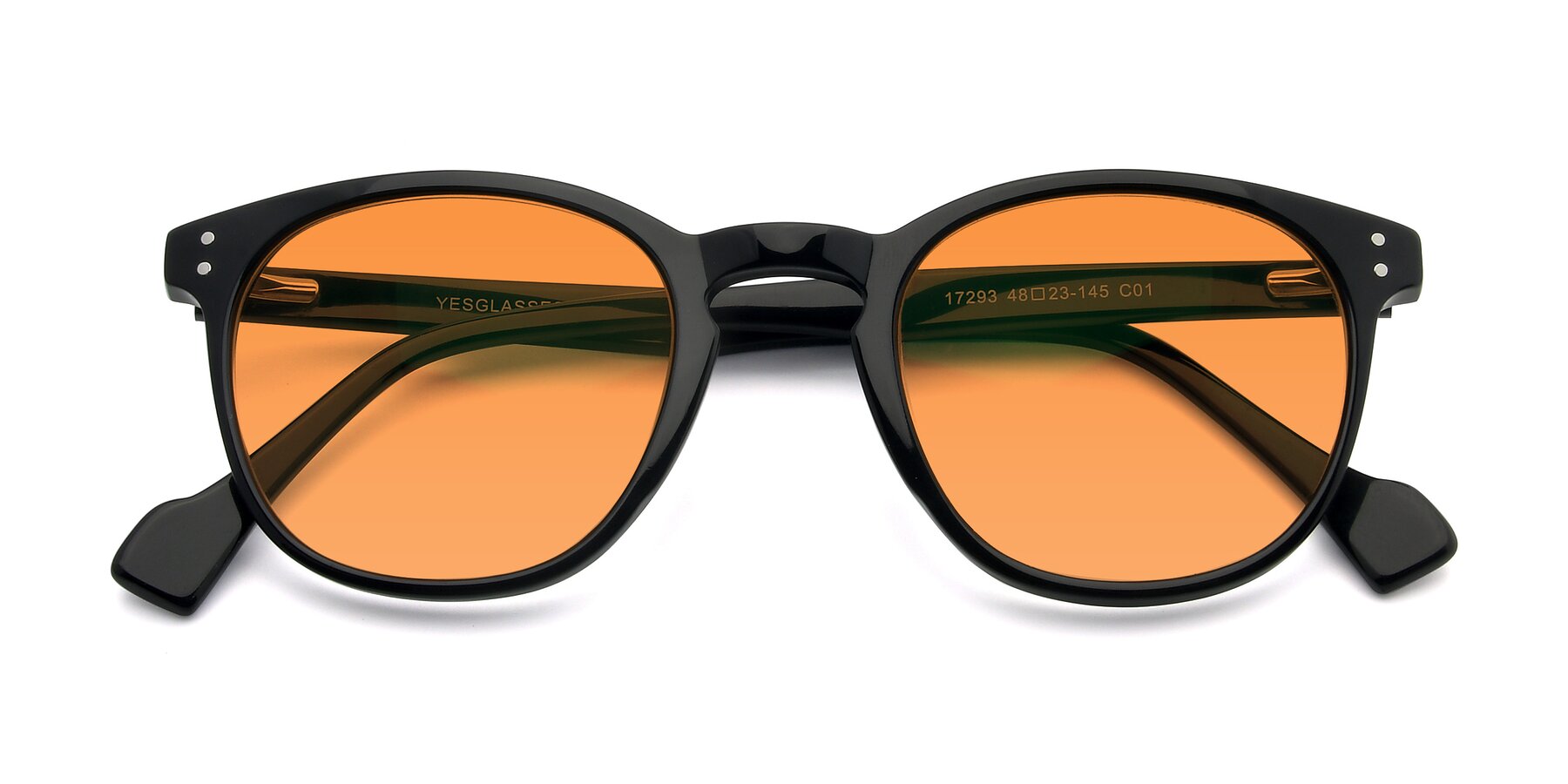 Folded Front of 17293 in Black with Orange Tinted Lenses