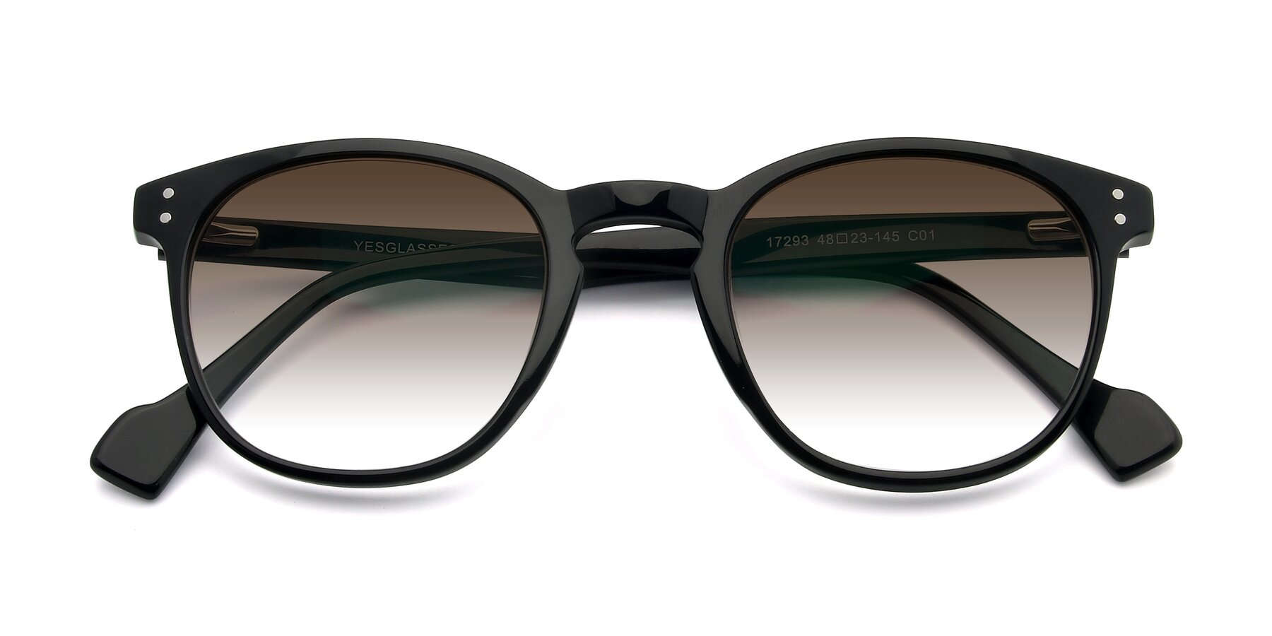 Folded Front of 17293 in Black with Brown Gradient Lenses