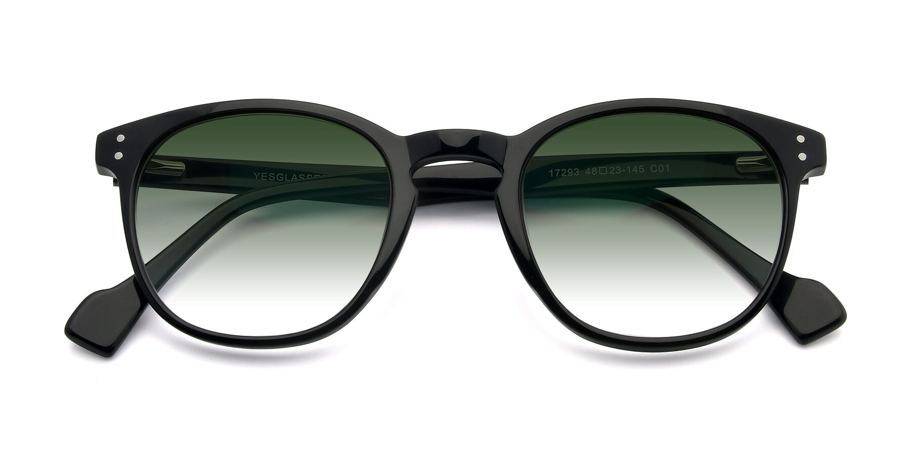 Folded Front of 17293 in Black with Green Gradient Lenses