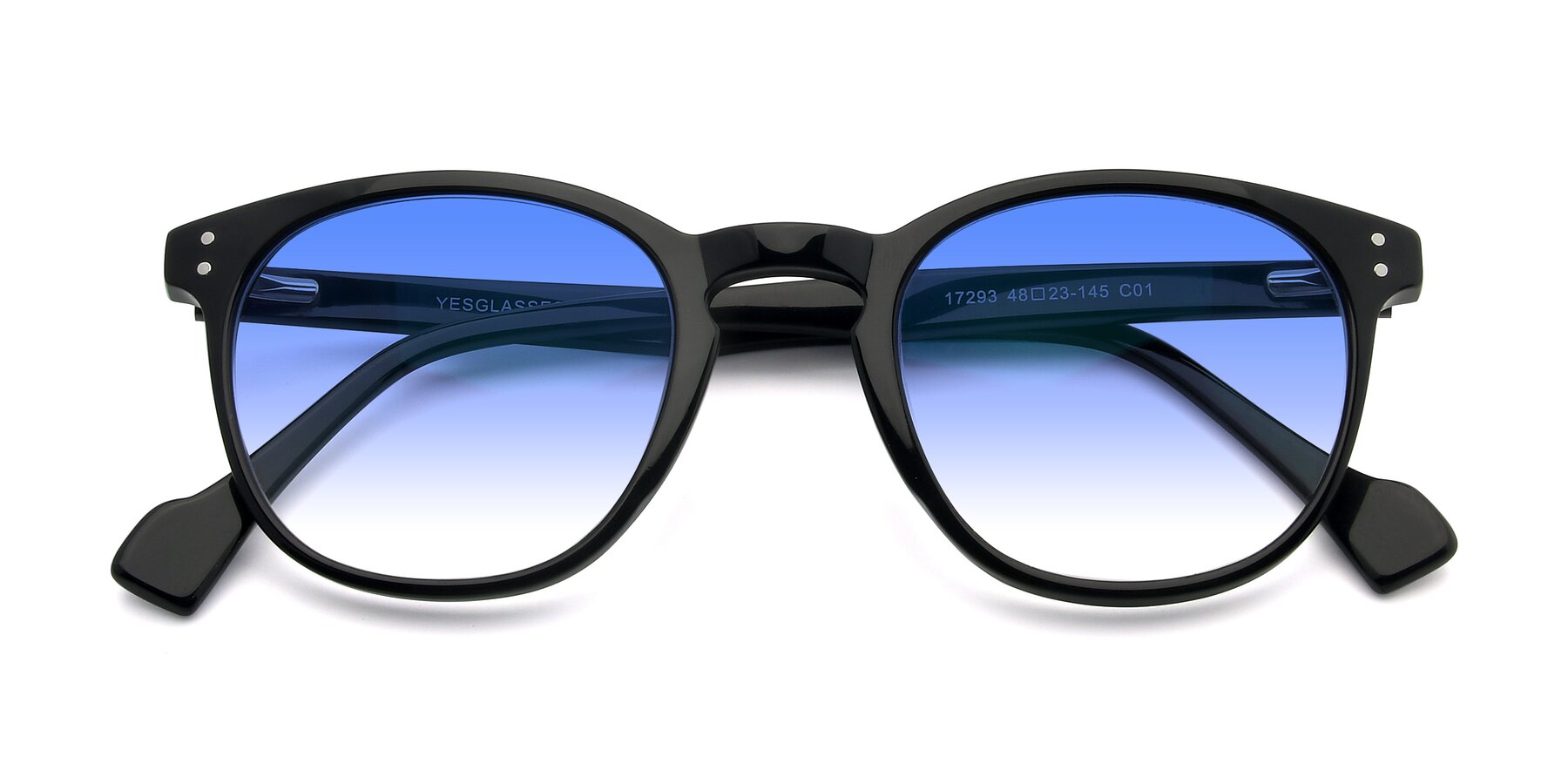 Folded Front of 17293 in Black with Blue Gradient Lenses