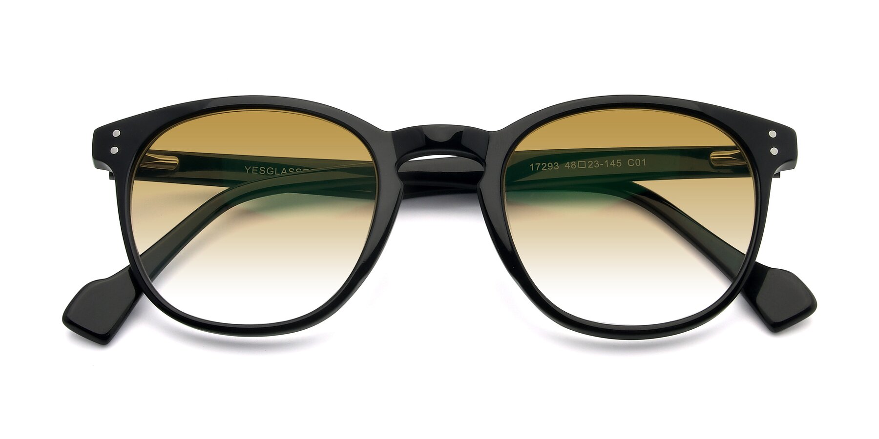 Folded Front of 17293 in Black with Champagne Gradient Lenses