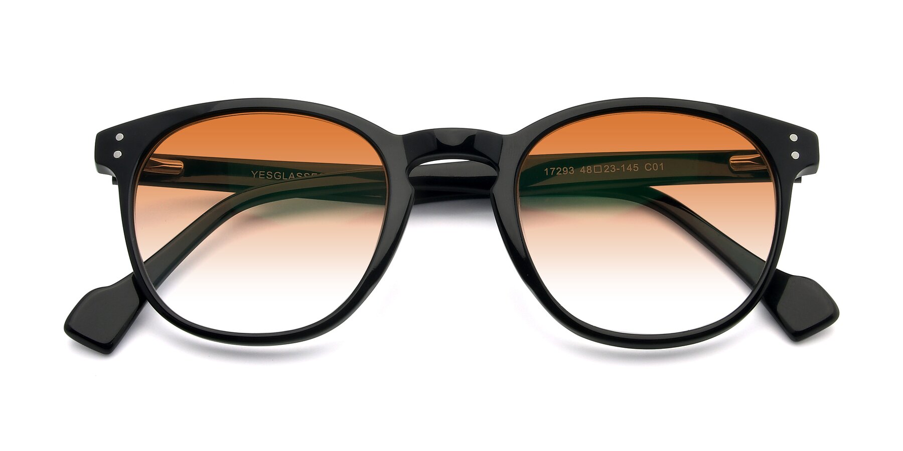 Folded Front of 17293 in Black with Orange Gradient Lenses