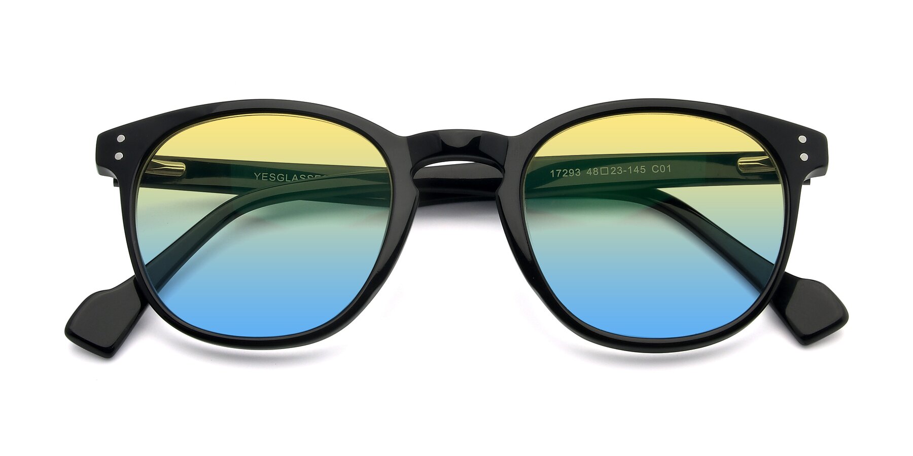 Folded Front of 17293 in Black with Yellow / Blue Gradient Lenses