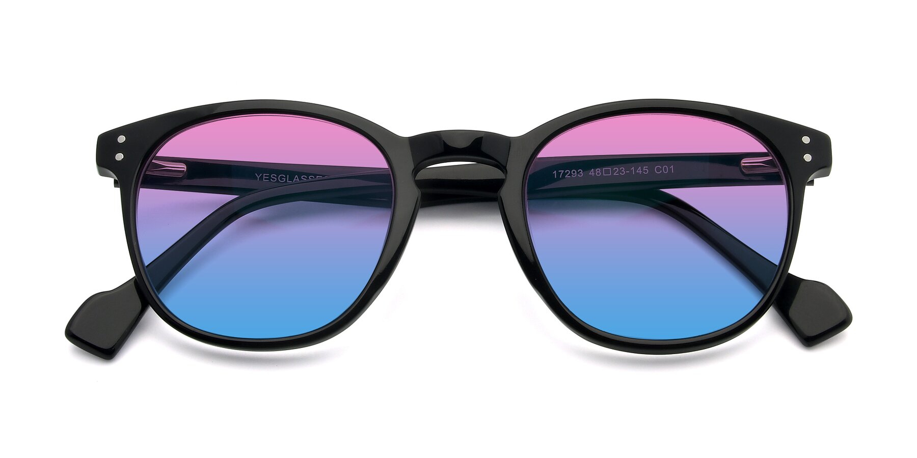 Folded Front of 17293 in Black with Pink / Blue Gradient Lenses