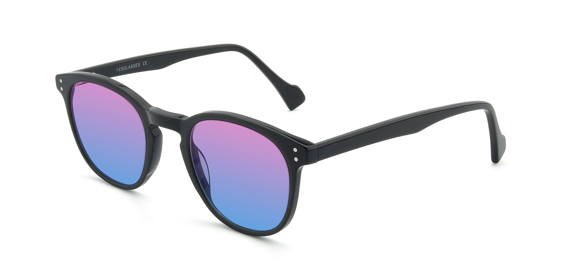Angle of 17293 in Black with Pink / Blue Gradient Lenses