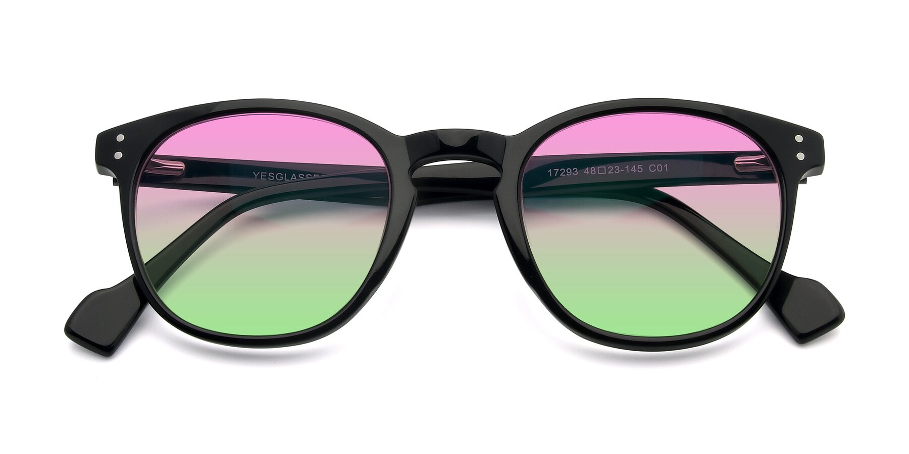 Folded Front of 17293 in Black with Pink / Green Gradient Lenses