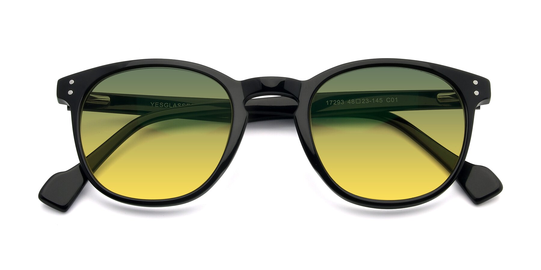 Folded Front of 17293 in Black with Green / Yellow Gradient Lenses