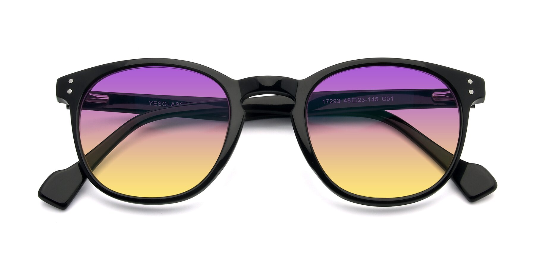 Folded Front of 17293 in Black with Purple / Yellow Gradient Lenses