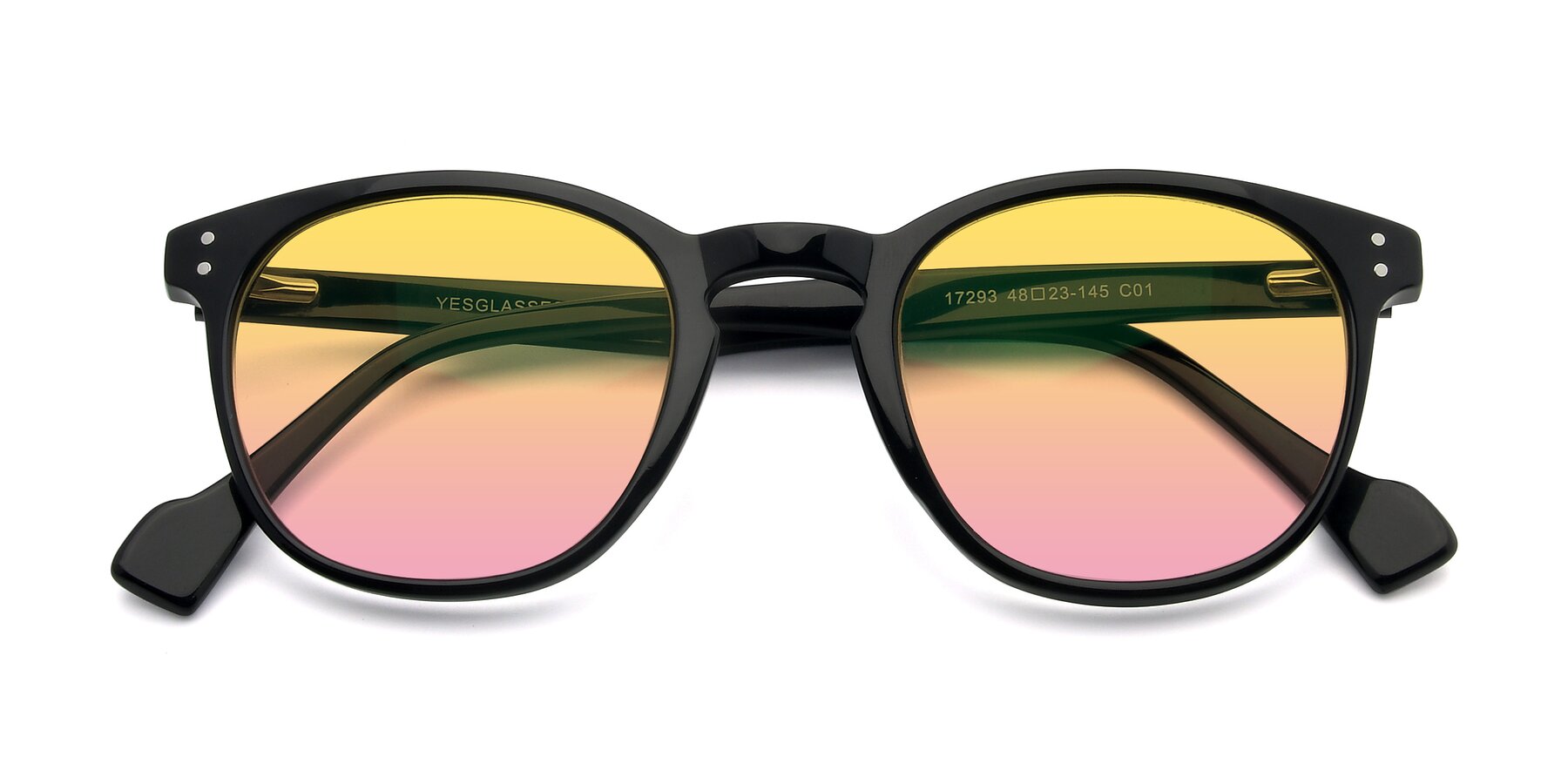Folded Front of 17293 in Black with Yellow / Pink Gradient Lenses