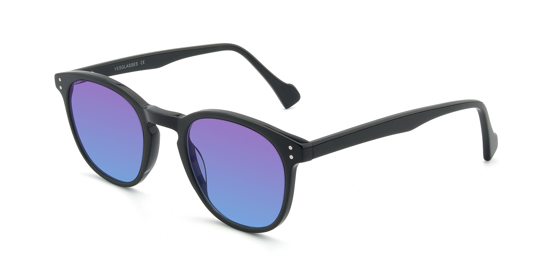 Angle of 17293 in Black with Purple / Blue Gradient Lenses