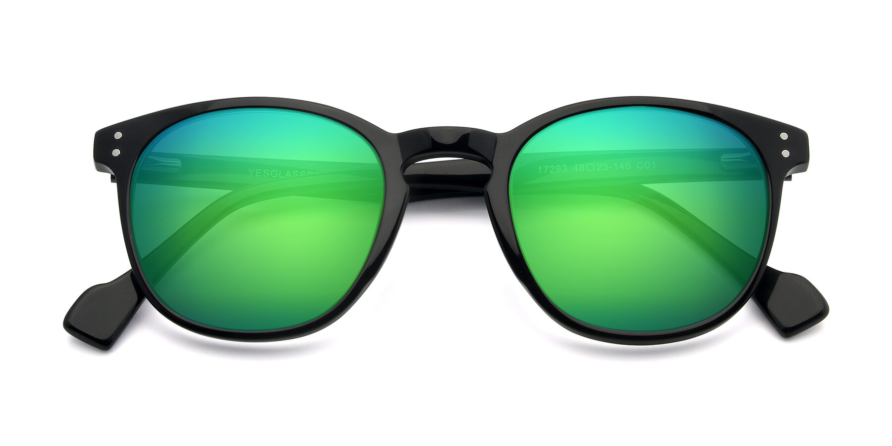 Folded Front of 17293 in Black with Green Mirrored Lenses