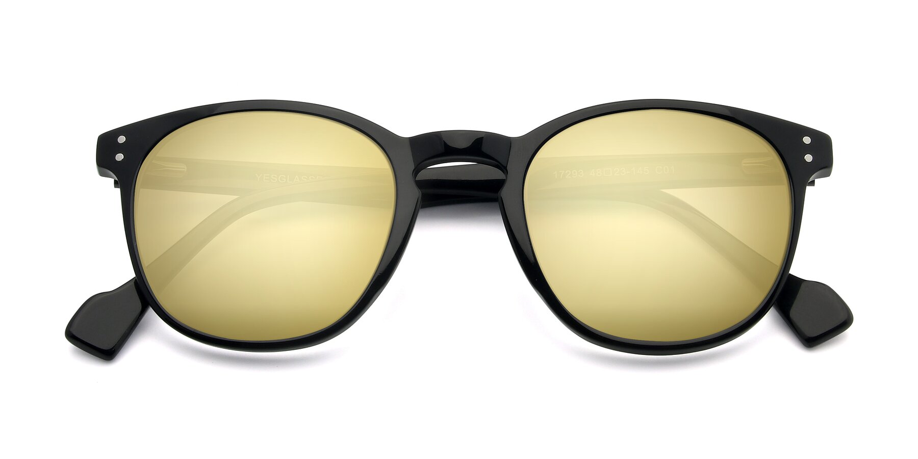Folded Front of 17293 in Black with Gold Mirrored Lenses