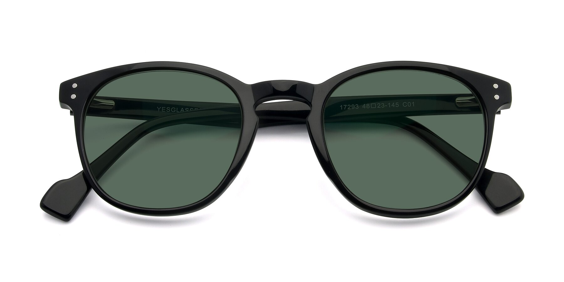 Folded Front of 17293 in Black with Green Polarized Lenses