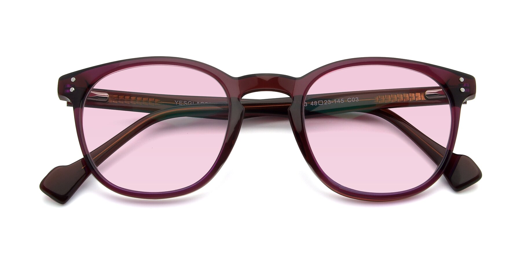 Folded Front of 17293 in Violet with Light Pink Tinted Lenses