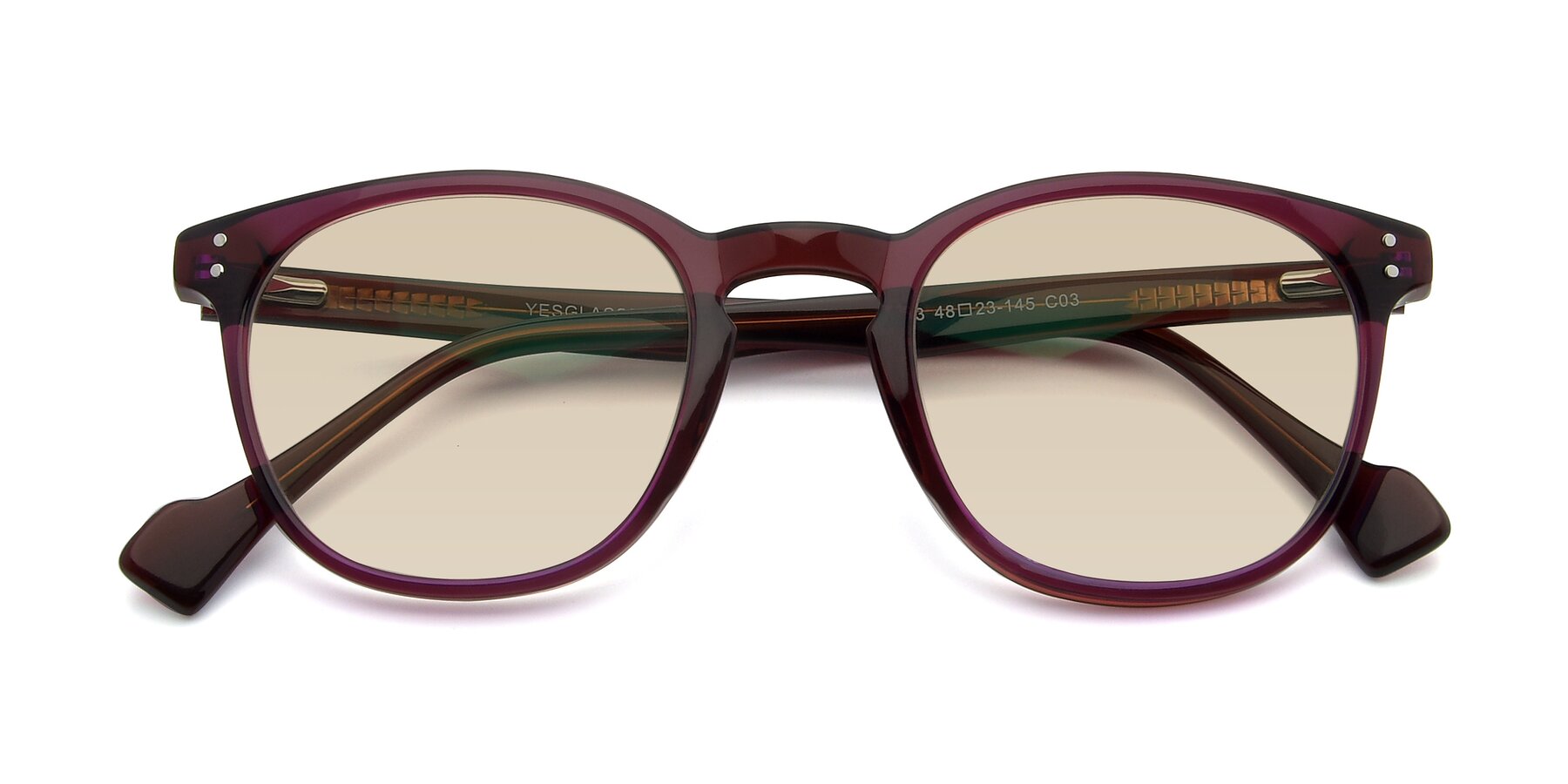 Folded Front of 17293 in Violet with Light Brown Tinted Lenses