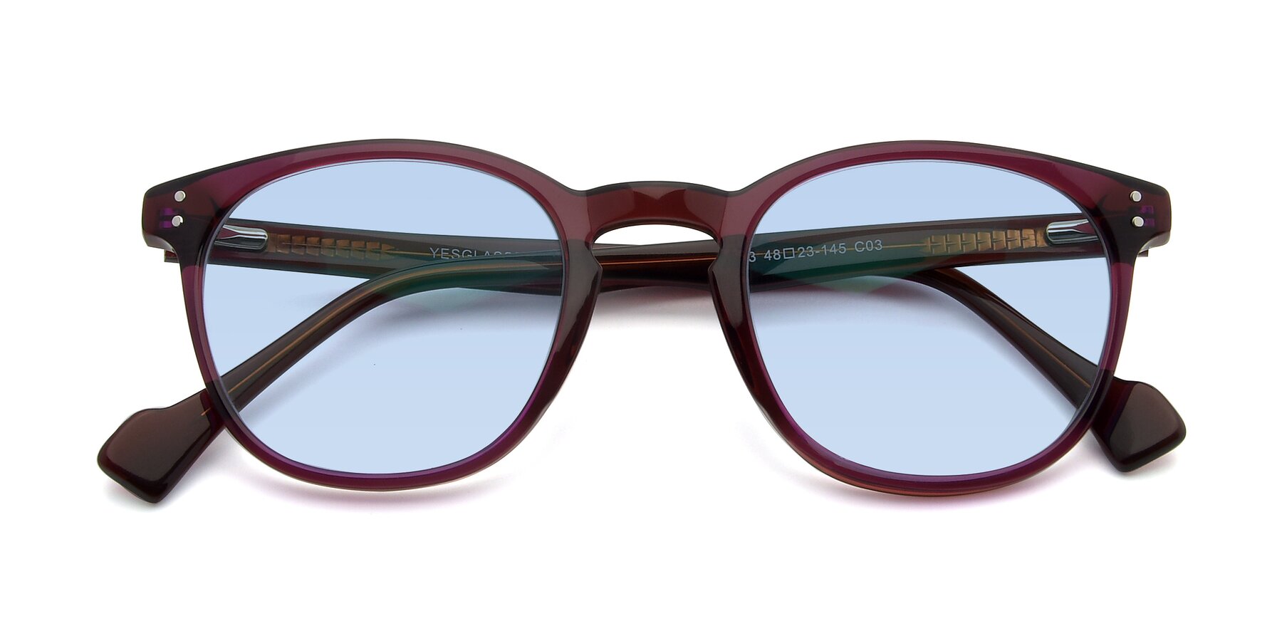 Folded Front of 17293 in Violet with Light Blue Tinted Lenses