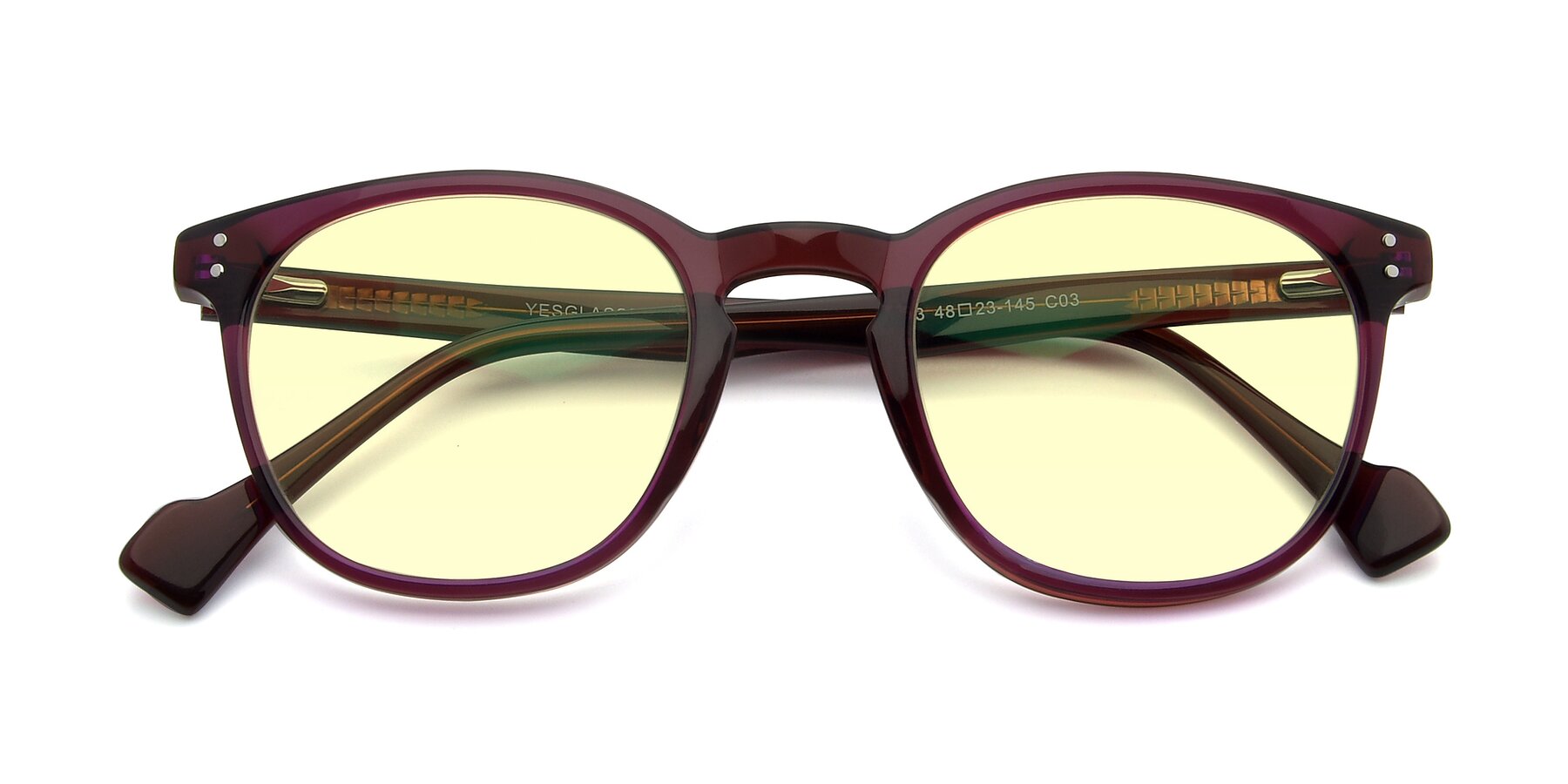 Folded Front of 17293 in Violet with Light Yellow Tinted Lenses