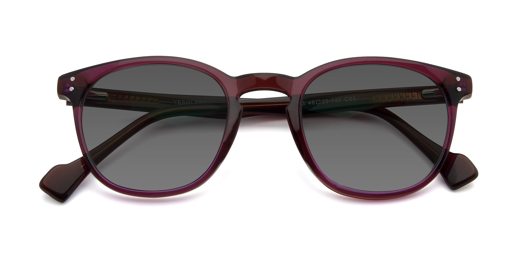 Folded Front of 17293 in Violet with Medium Gray Tinted Lenses