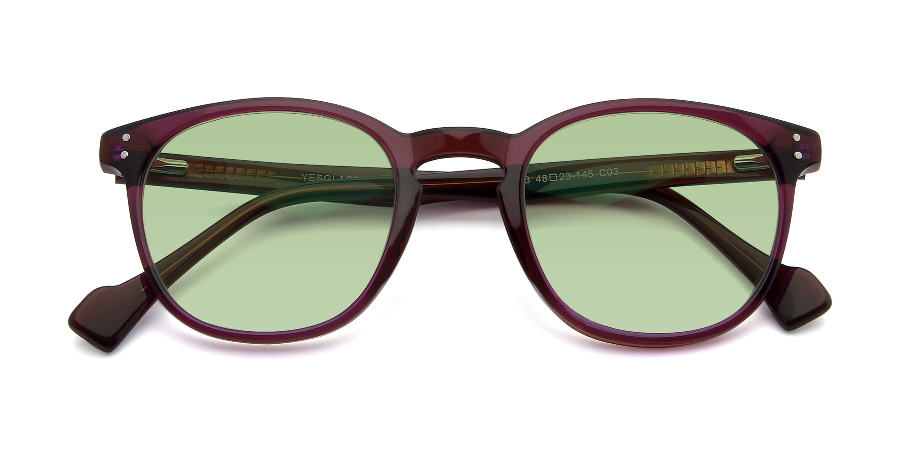 Folded Front of 17293 in Violet with Medium Green Tinted Lenses