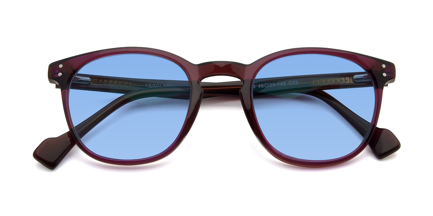 Folded Front of 17293 in Violet with Medium Blue Tinted Lenses