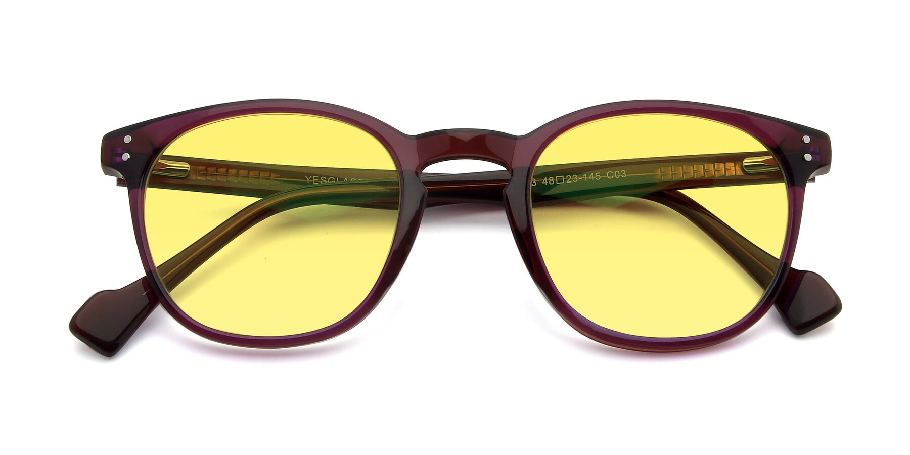 Folded Front of 17293 in Violet with Medium Yellow Tinted Lenses