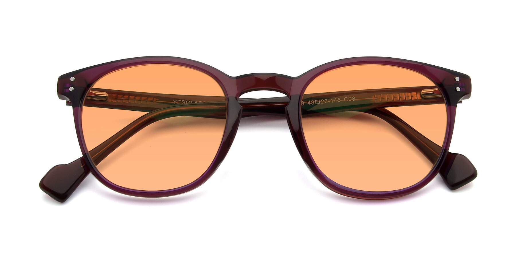 Folded Front of 17293 in Violet with Medium Orange Tinted Lenses