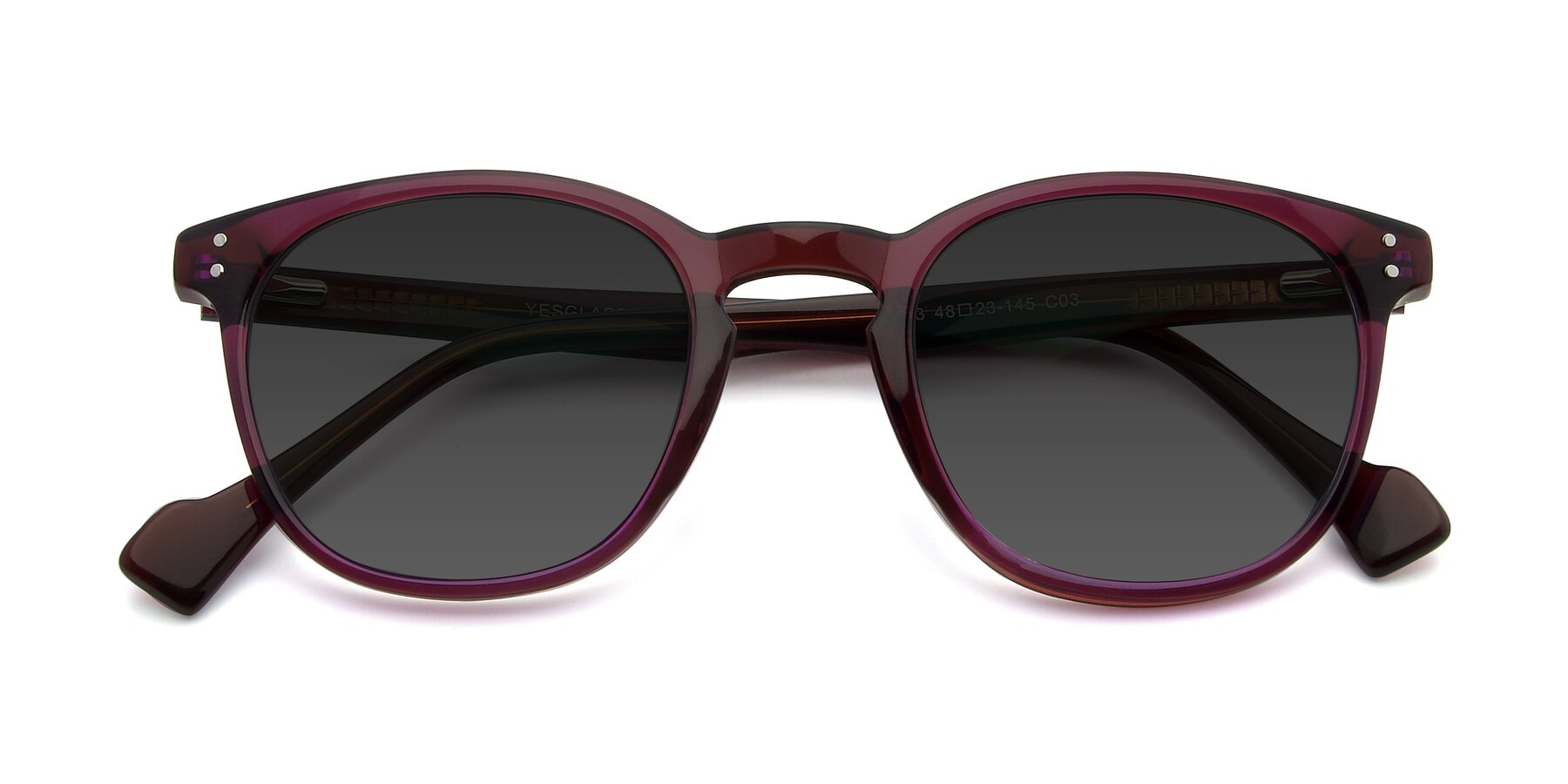 Folded Front of 17293 in Violet with Gray Tinted Lenses