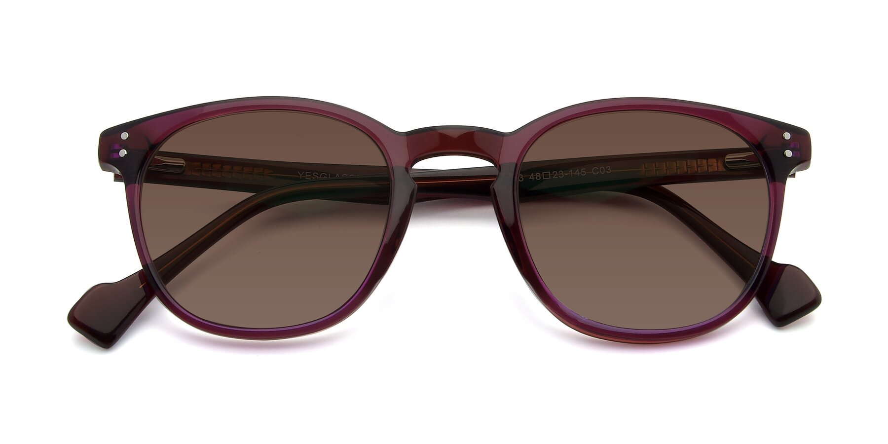 Folded Front of 17293 in Violet with Brown Tinted Lenses