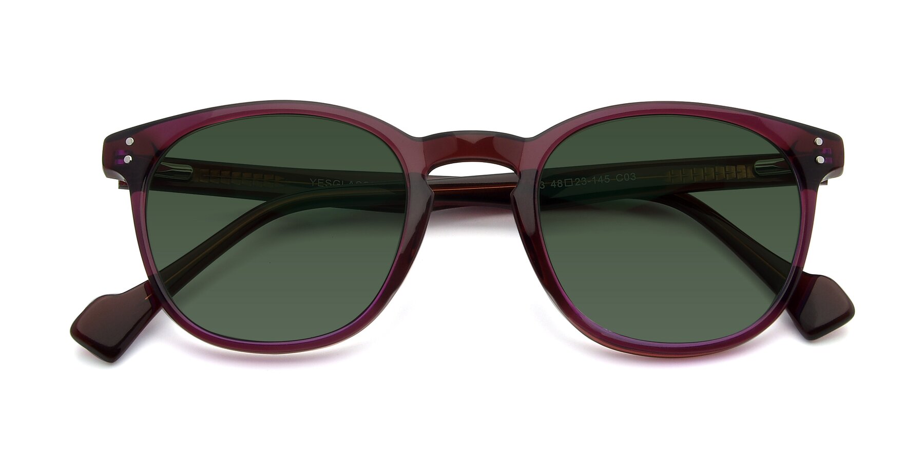 Folded Front of 17293 in Violet with Green Tinted Lenses