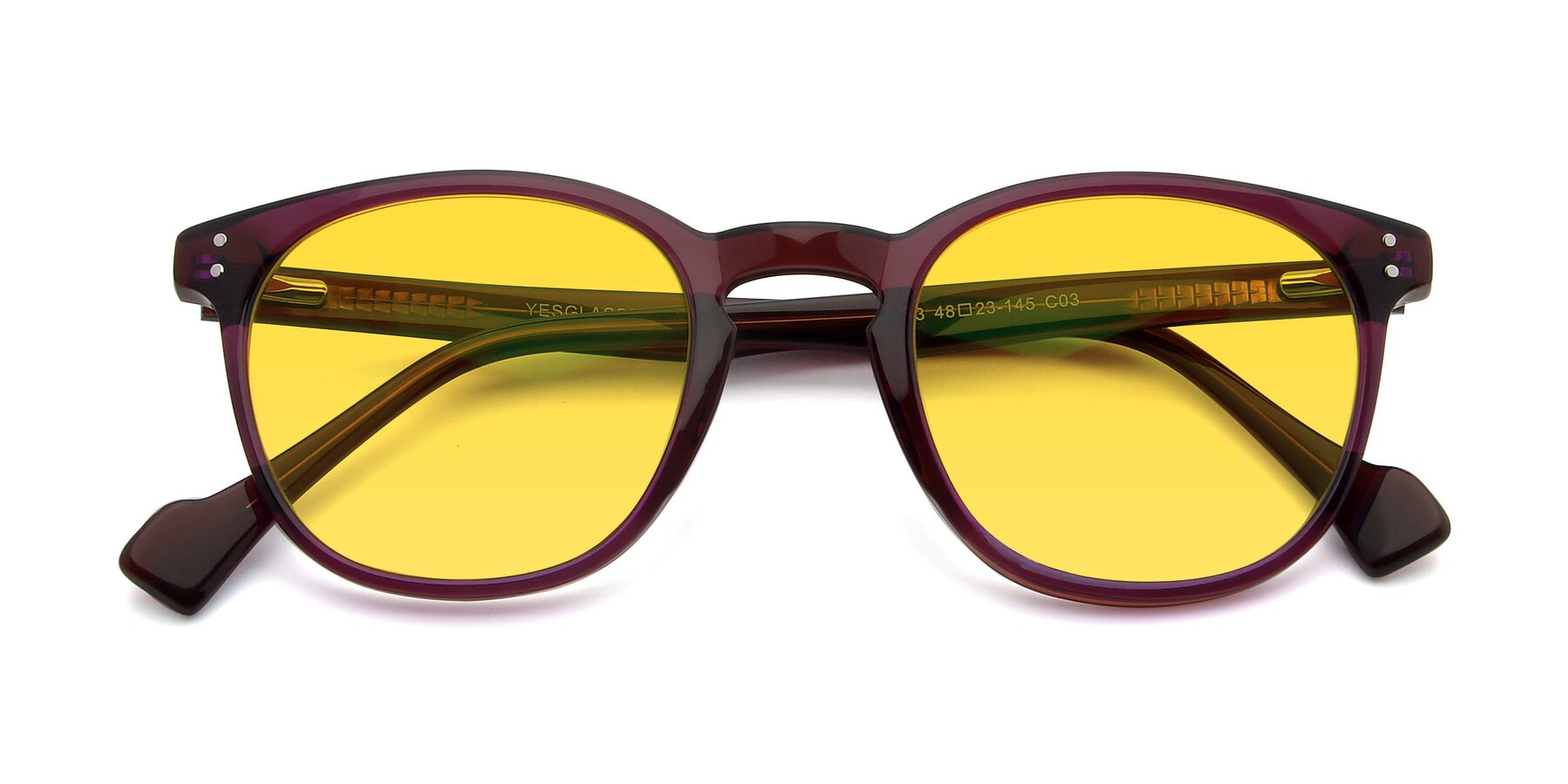 Folded Front of 17293 in Violet with Yellow Tinted Lenses